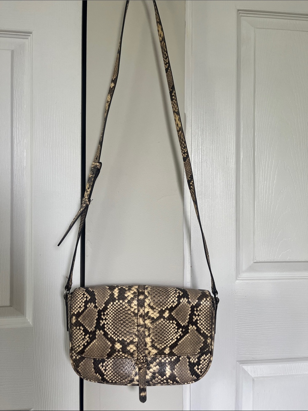 Banana Republic Snake-Print Crossbody in Taupe and Black